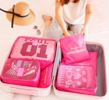 Styleys 6-in-1 Travel Organizer Packing Cubes (Dark Pink)