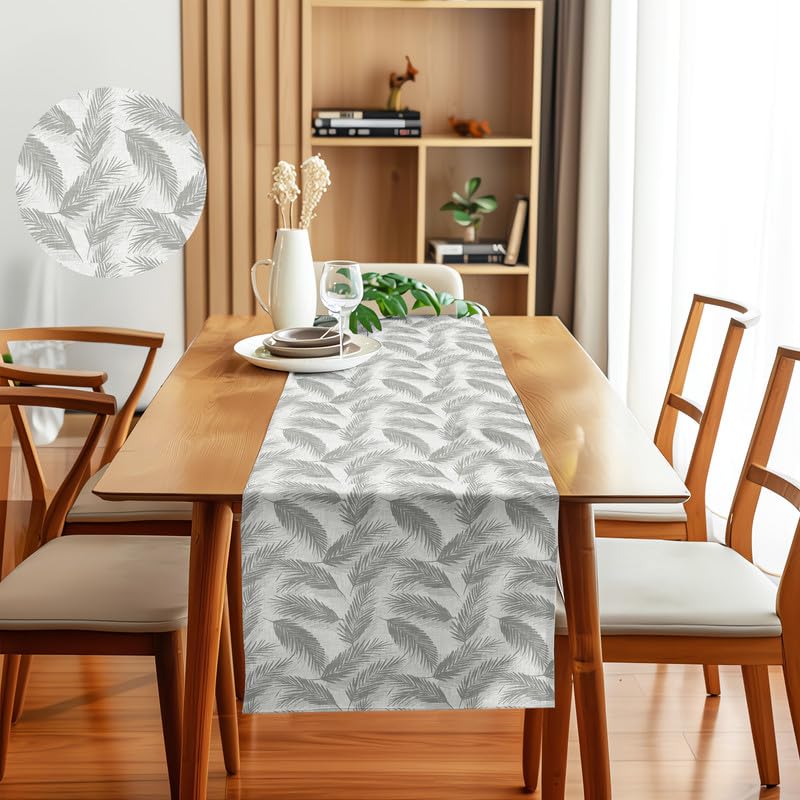 INTEX HOME Linen Velvet Table Runner, Bella Leaf Pattern, Premium Soft Fabric, 45W×135L CM, Turquoise, Elegant Dining and Living Room Decor, Luxurious Protection for Daily Use and Special Occasions