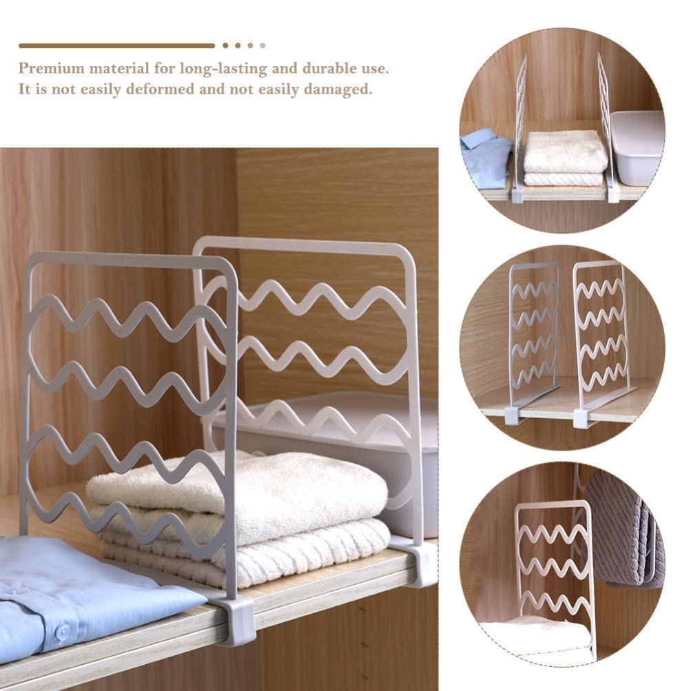 Zerodeko 3 Pieces of Shelves, Wardrobe Shelves, Separator Shelf with Clip Bags for Kitchen Furniture and Bedroom Organizer, White