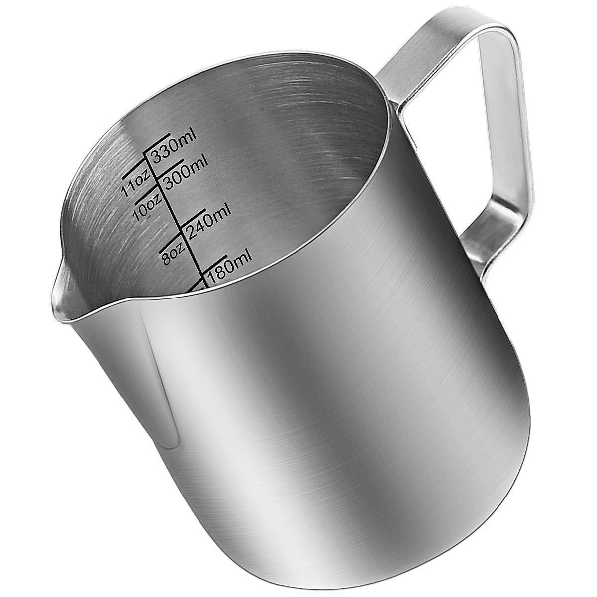 Milk Frothing Pitcher, Stainless Steel Creamer Frothing Pitcher, Perfect for Espresso Machines, Milk Frothers, Latte Art 12 oz (350 ml)