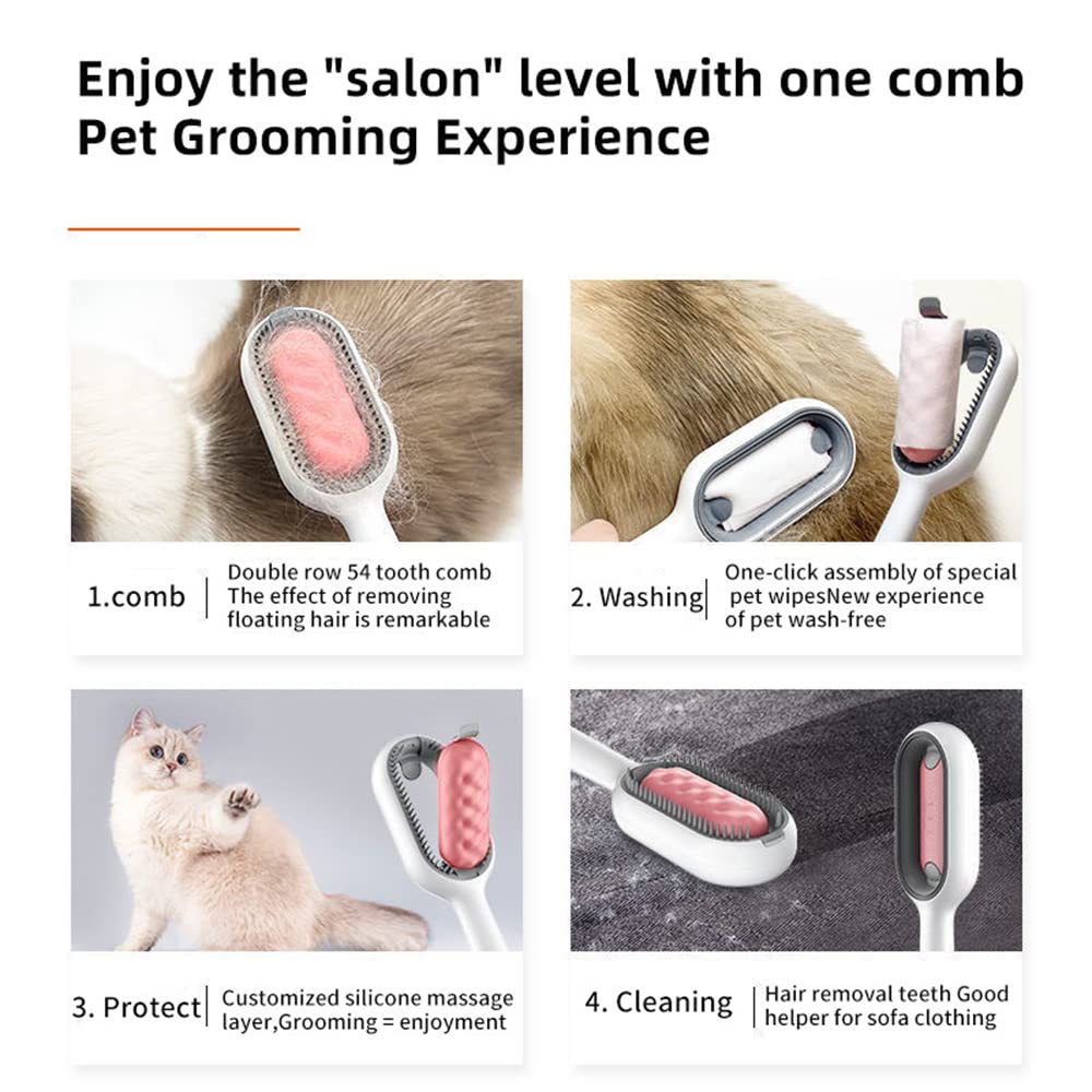 MYBOO Universal Pet Knots Remover,Multifunctional Pet Cleaning Brush Cat Dog Grooming Brush,Portable Pet Hair Removal Comb, Reusable Magic Massage Combs for Cats and Dogs with Long Hair, Pink