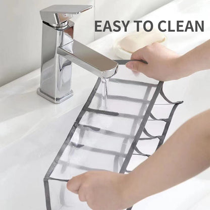 Wardrobe Clothes Organizer with Compartments, Foldable Storage Bins for Jeans, T-Shirts and More, Grey, 25 x 20 x 36 cm, 4 Packs