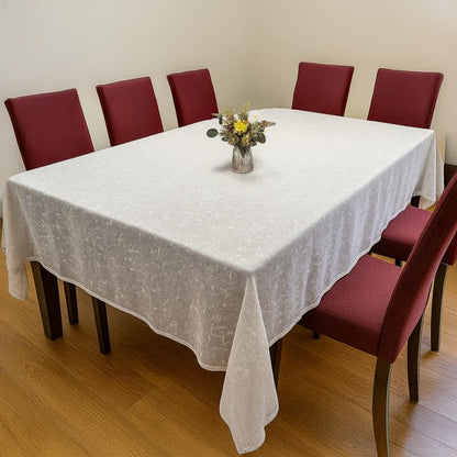 INTEX HOME Tablecloth, Semi-Transparent Linen Fabric, Rectangular Elegant Design, Lightweight and Wrinkle-Resistant, 140W×200L cm, 1 Piece, Off-White Dining Table Cover for Kitchen and Living Room