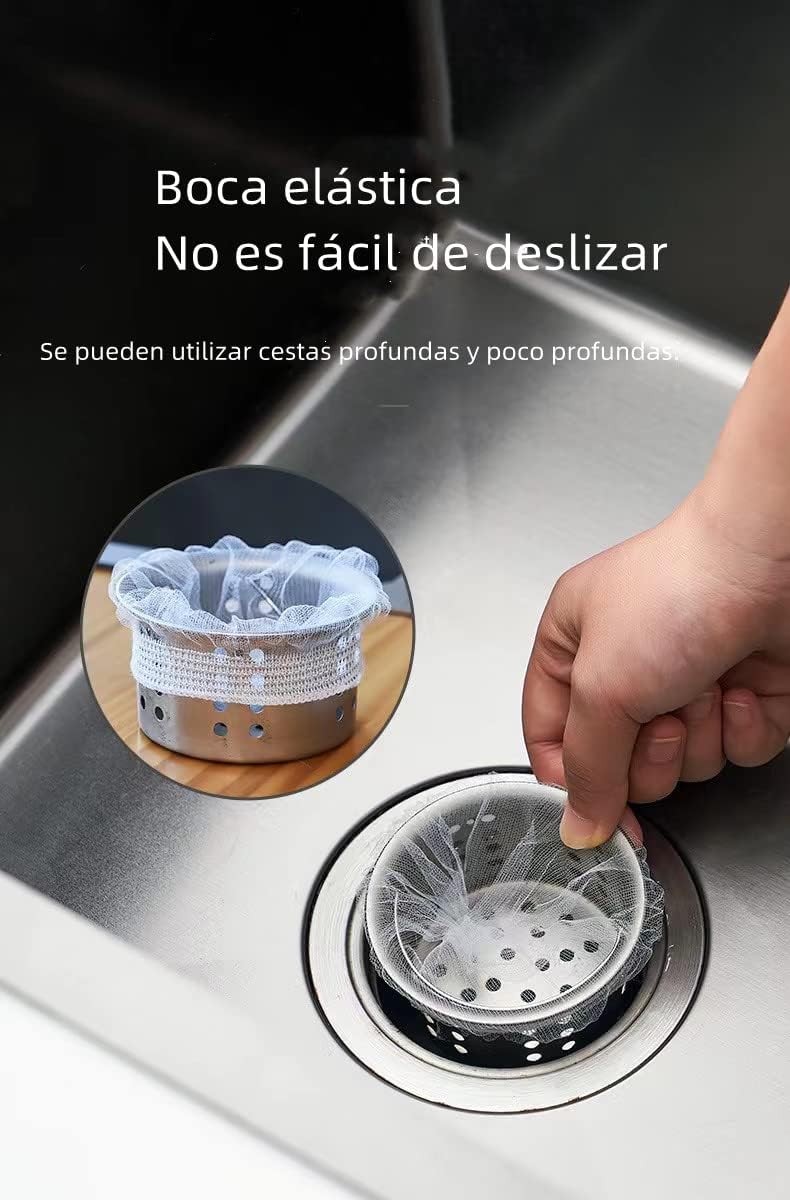 WEIYSHIGSH Kitchen Sink Strainer Mesh Bags - 200 Piece Disposable Sink Strainer Bags - Sink Strainers for Kitchen Sink Foods - Mesh Sink Strainers Fits All Sizes of Kitchen Drain Baskets