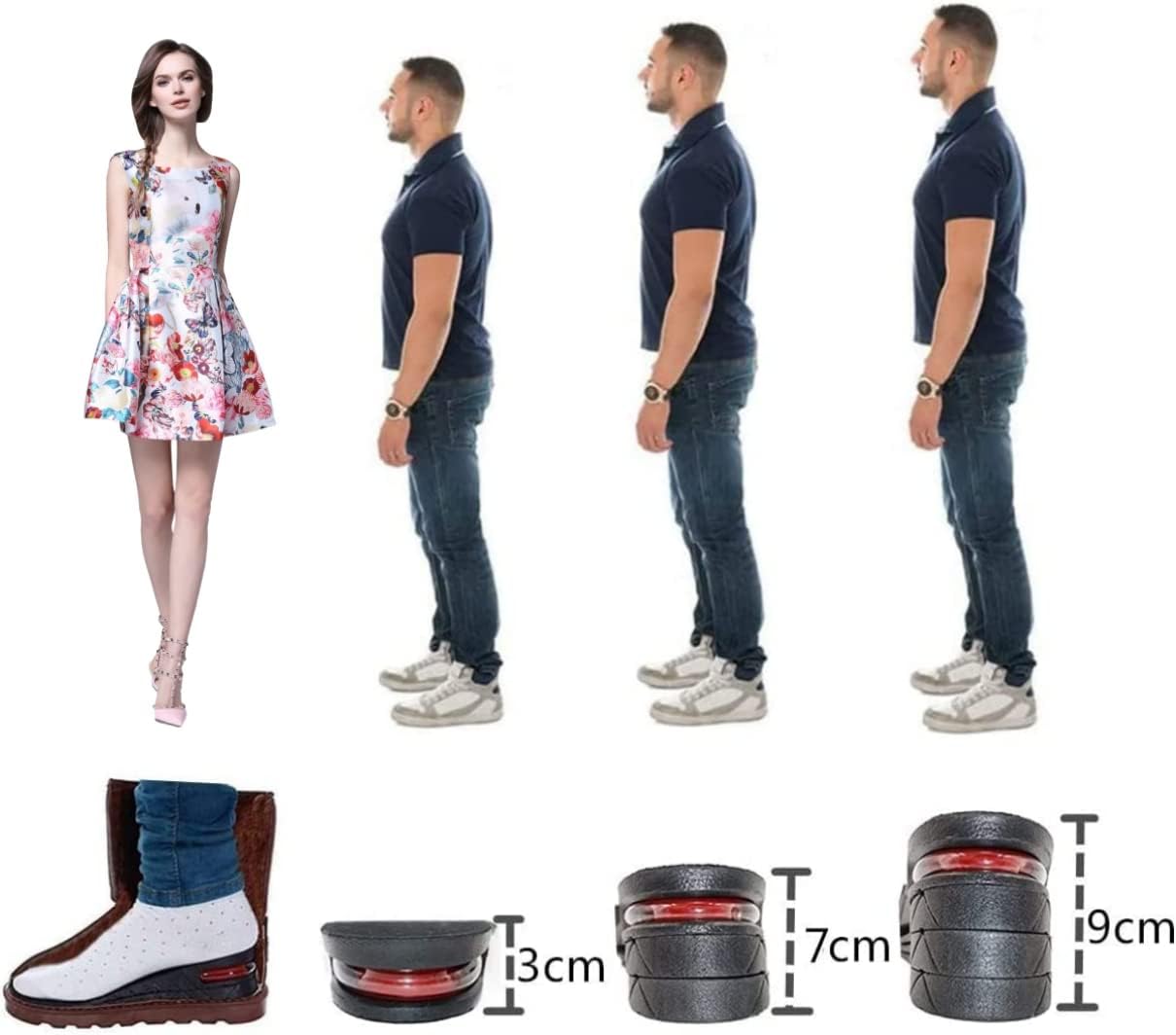 Ilovfeot Height Increase Insoles, Unisex, High Arch, Shoe Inserts to Make You Taller