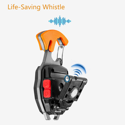 Multifunctional Keychain Flashlights, LED Rechargeable Flashlights with Lighter, Life-Saving Whistles, Screwdriver Bottle, Opener, Multiple Light Mode Portable Pocket Light for Outoor Hiking