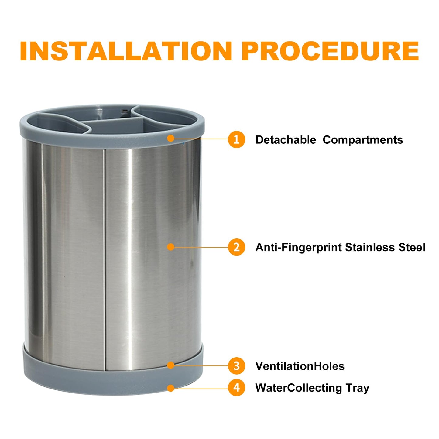 Gronivex 360° Rotating Storage Rack, Rotary Stainless Steel Kitchenware Storage Bucket, Basic Kitchen Container for Kitchen Countertops, Kitchenware Holder for Kitchen Countertops