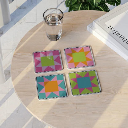Acrylic Coaster Set of 4, 9×9 cm, Heat and Moisture Resistant Drink Coasters, Mountain Landscape Design, Acrylic for Coffee Tables Desks Dining Decor, Set of Decorative Mats
