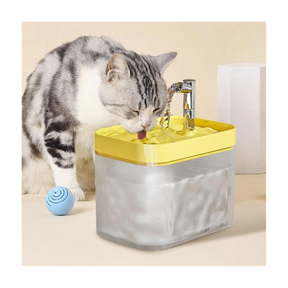 Water Fountain for Cats Without Electricity Stainless Steel Water Fountain with Motion Detector and Anti-Bacterial Water Filter