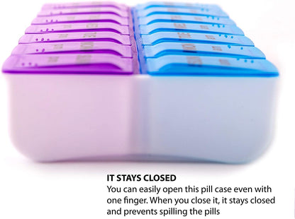 ZIPZAG Pill Medicine Organizer Reminder Storage Box for 7 Days, 2 Layer Pillbox