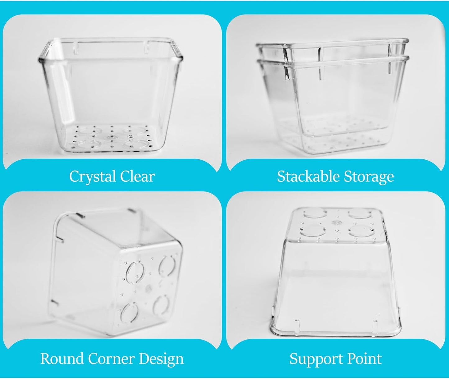 Xpandio Clear Plastic Drawer Organizers Set, 4 different size Versatile Bathroom and Vanity Drawer Organizer Trays, Storage Bins for Makeup, Bedroom, Kitchen Gadgets Utensils and Office (4 PC SET NEW)