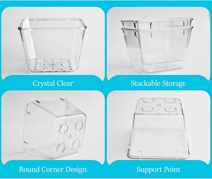 Xpandio Clear Plastic Drawer Organizers Set, 4 different size Versatile Bathroom and Vanity Drawer Organizer Trays, Storage Bins for Makeup, Bedroom, Kitchen Gadgets Utensils and Office (4 PC SET NEW)