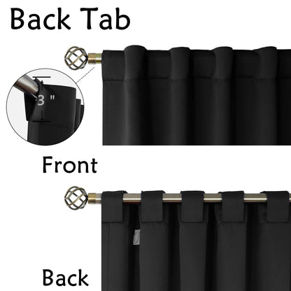 Elegant Blackout Curtains-Back Tap design-thermal Insulated fabric-for room Darkness - 1 Piece (Black 135W X 230L CM)