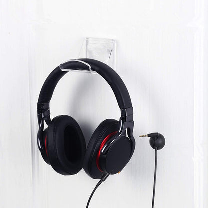 2 Pack Adhesive Wall Mount Headphone Stand, Clear Acrylic Headset and Controller Holder, No-Drill Universal Hanger for Gaming Headsets, Desks, and Walls