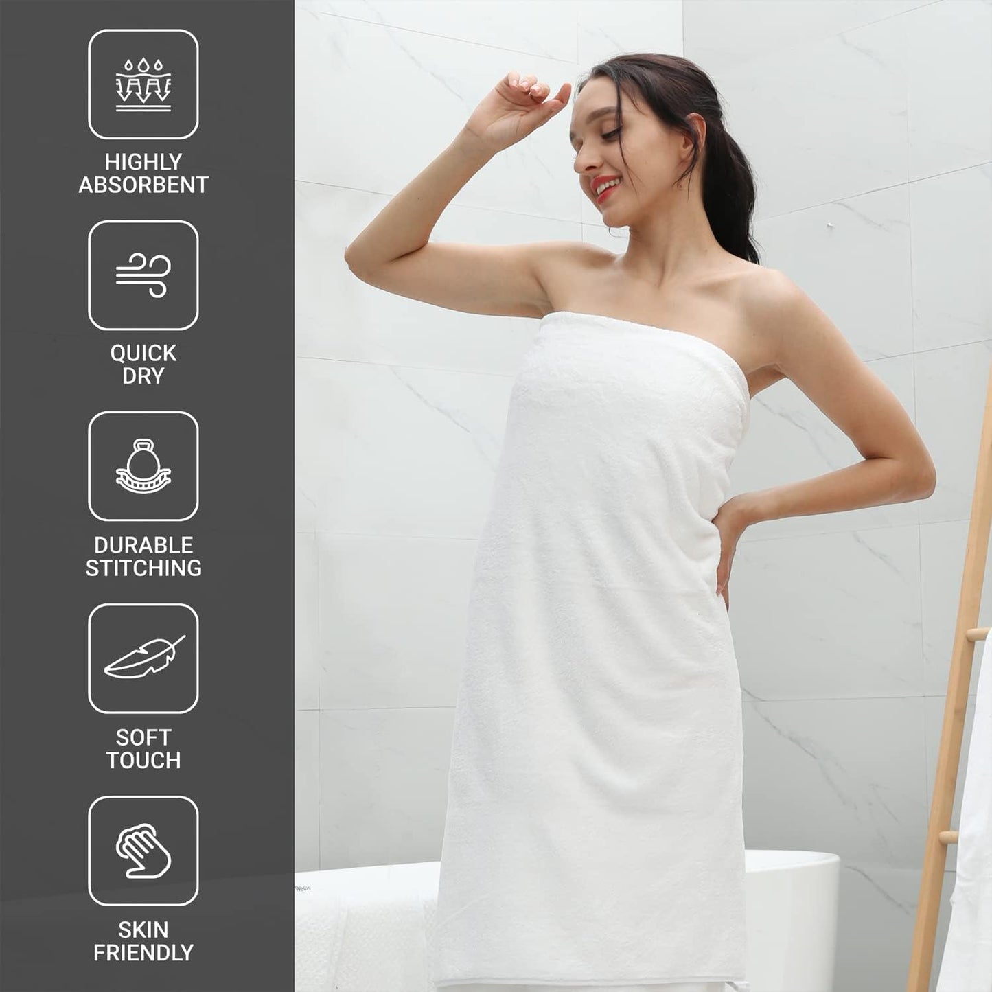 INtex HOME Bath Towel, Highly Absorbent & Soft 100% Cotton, Quick-Drying Hotel Quality Sheet, 1 Piece, 140W x 70L CM, Blue, For Adults Bathroom, Shower, Spa and Daily Use