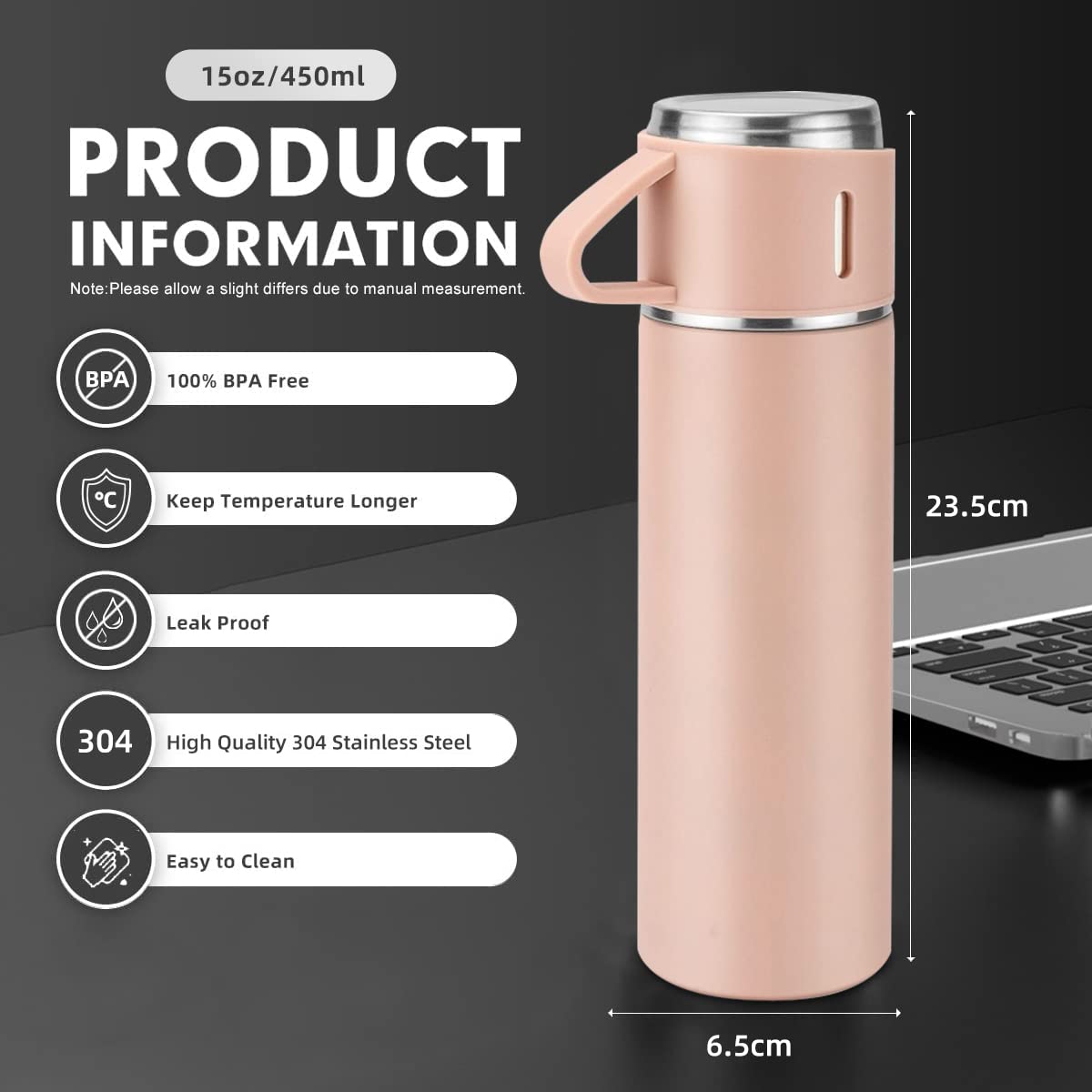 Coffee Thermos Stainless Steel Vacuum-Insulated Water Bottle, 500ml, Double-Wall Thermal Flask, Hot and Cold Beverage Container, Ideal for Travel and Office Use