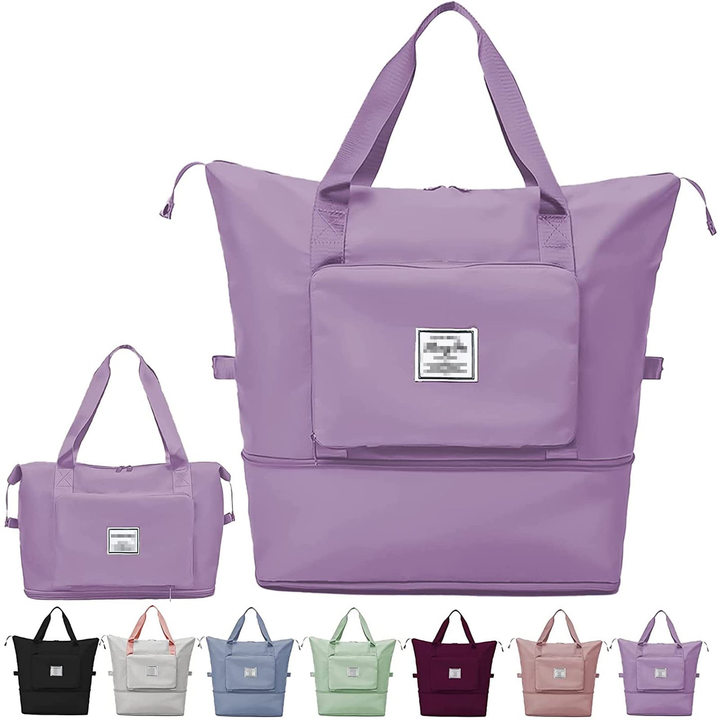 Lalagouk Large Capacity Foldable Travel Bag Portable Foldable Lightweight Waterproof Oxford Cloth Weekend Sports Gym Holiday Bag Light Purple