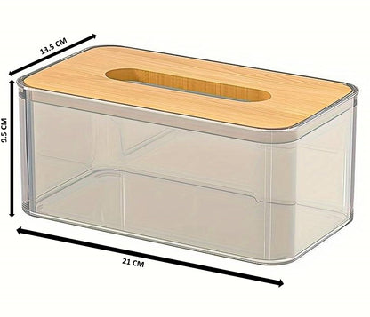 JAXHOM Countertop Tissue Paper Dispenser for Dining Table I Paper Napkin Holder with Bamboo Lid for Kitchen I Tissue Box Holder for Car and Restaurant