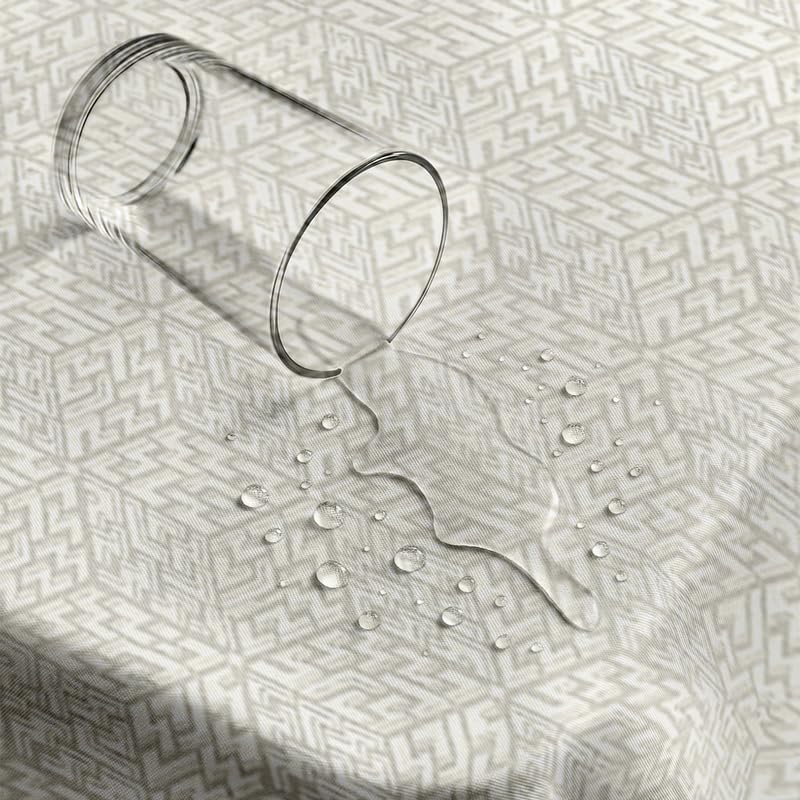 INtex Home Waterproof Tablecloth, Daniella Geometric Pattern Rectangle Table Cover, Stain Resistant Wipeable Fabric for Kitchen Dining Table, 1 Piece - Geometric Maze - Off-White - 200 x 270 cm