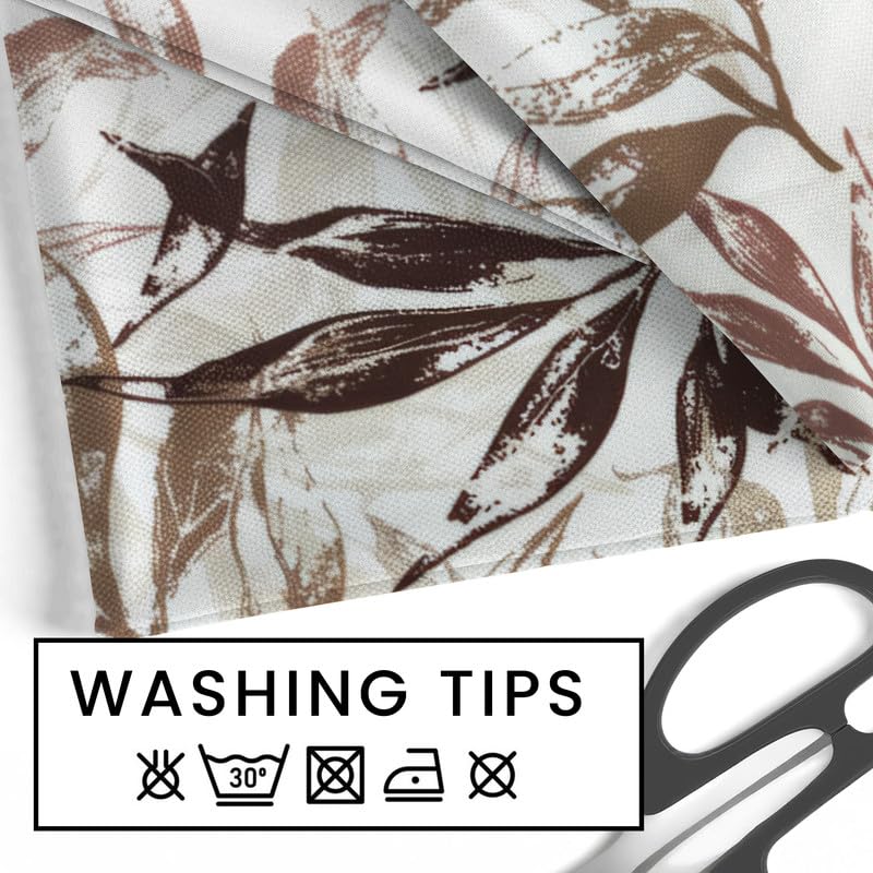 INtex HOME Linen Velvet Table Runner, 45 x 130 cm, Modern Leaves Design, Elegant Rectangular Tablecloth for Dining, Living Room and Kitchen, Soft, Durable - Café x Brown - Single Piece