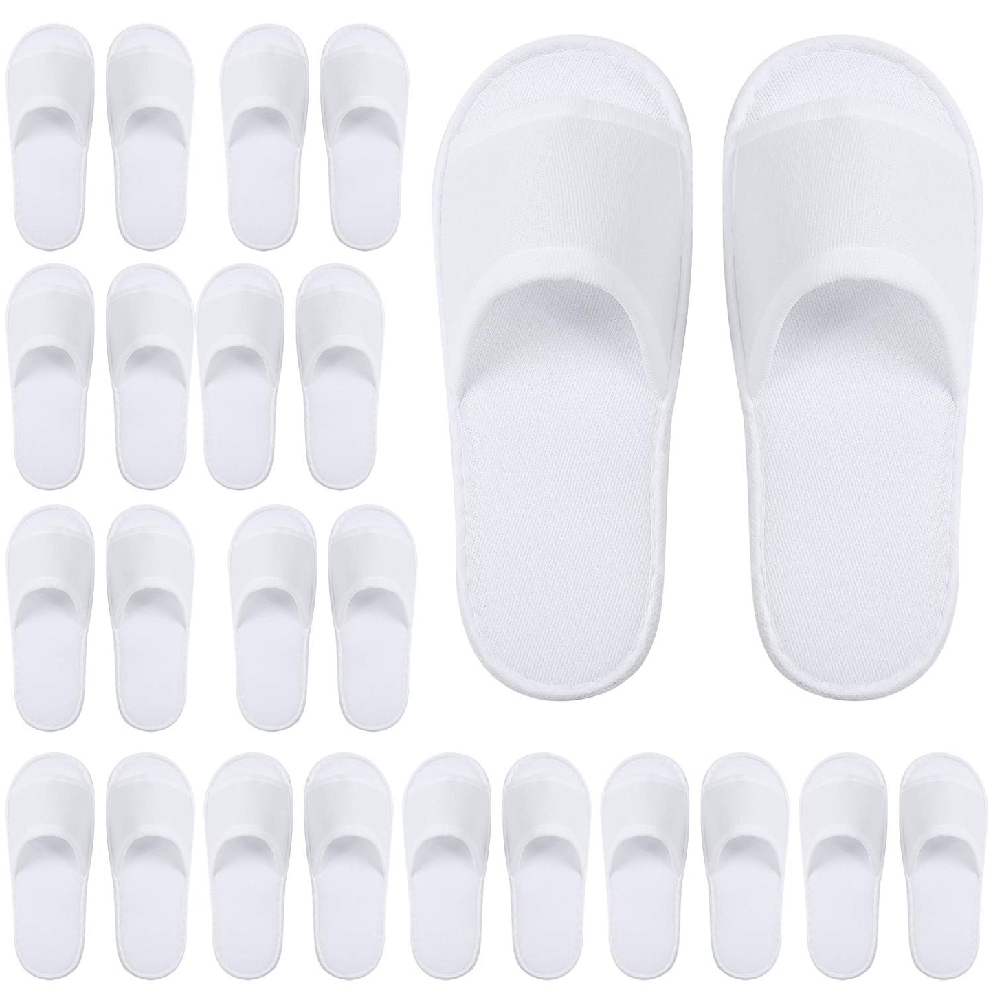 INtex HOME Open Toe White Spa Slippers - Comfortable Guest Slippers for Spa Hotel Party and Travel - Unisex Fit for Men and Women - 2 Pairs - White, One Size