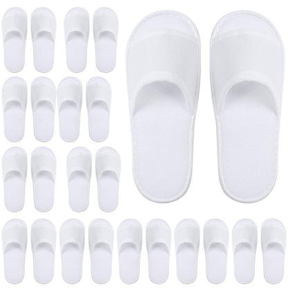 INtex HOME Open Toe White Spa Slippers - Comfortable Guest Slippers for Spa Hotel Party and Travel - Unisex Fit for Men and Women - 2 Pairs - White, One Size