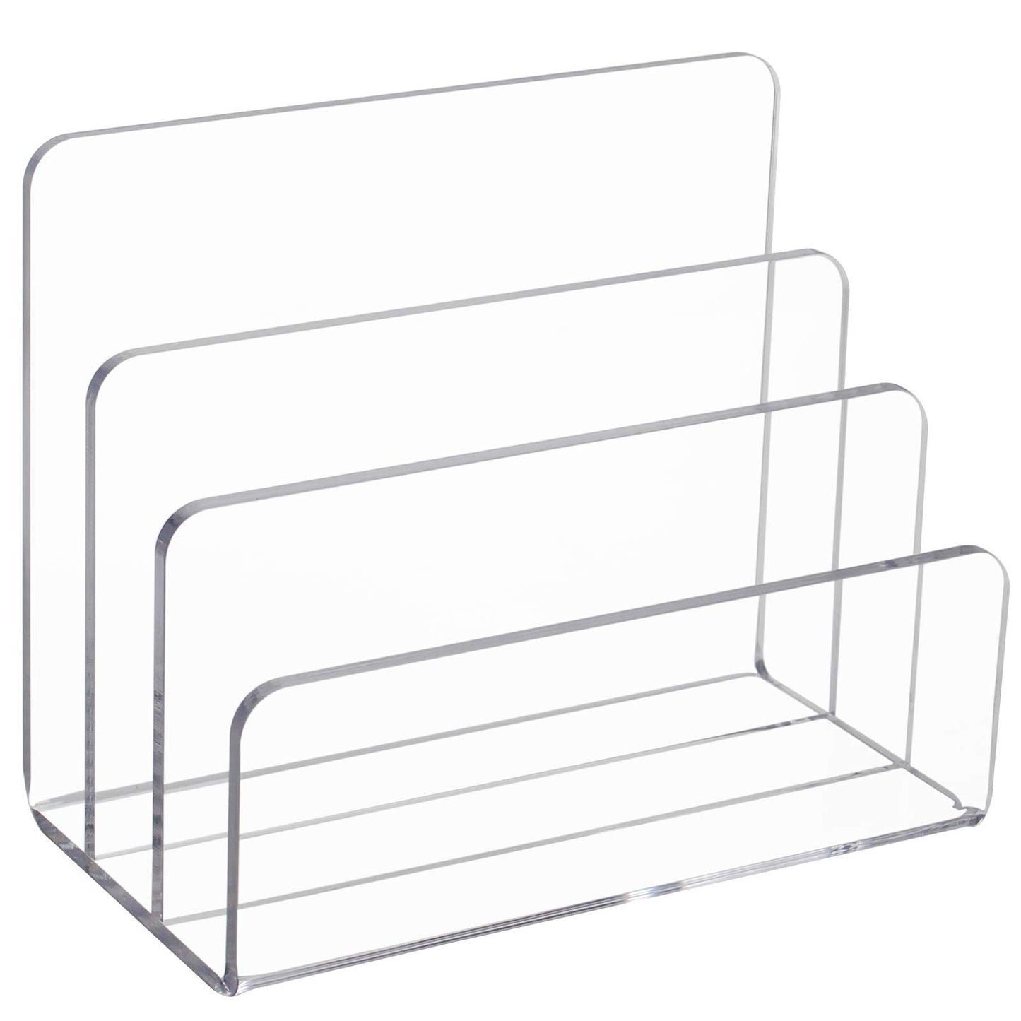 3-Section Clear Acrylic Paper and Letter Holder, Modern Desktop Storage and Organizer for Documents and Mail, Sleek and Sturdy Vertical Sorter for Office and Home Use