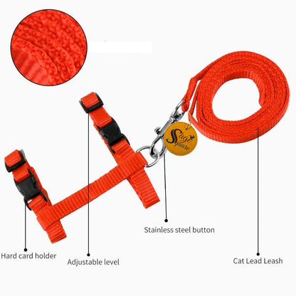 Sage Square Soft Adjustable Harness with Leash Rope Set for Cat/Kitten of Nylon (Orange)