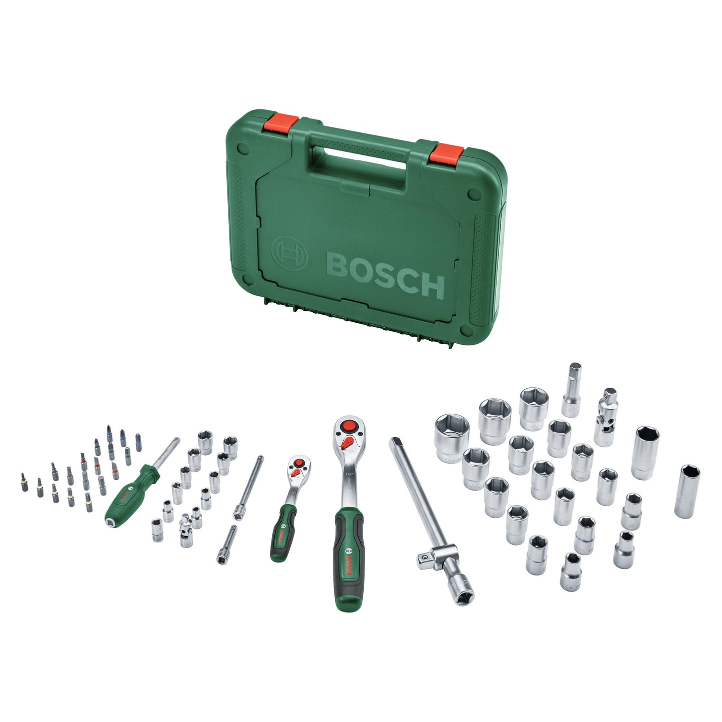Bosch 1/4" + 1/2" Ratchet Set 57-Piece