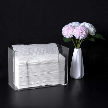 Acrylic Wall Mounted Paper Hand Towel Dispenser, Folded Towel Holder for Kitchen, Bathroom, Countertop and Restaurant Use, Desktop or Wall Mounted Clear Dispenser for Easy Access, Clear