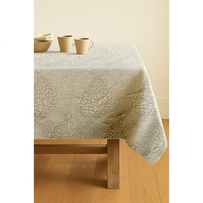 INtex Home Linen Rectangle Tablecloth, DAS Printed Design for Reception Living Room and Kitchen Tables, Elegant Dining and Daily Home Décor Use, 1 Pc - 200 x 250 cm - Off White
