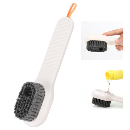 Zoomarlous Shoe brush with soft bristles, multifunctional household brush with liquid box, shoe brush with detergent dispenser, cleaning brush for shoes clothes (white)