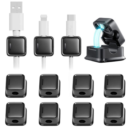 smofish Cord Organizer Holder, 12 Pack Magnetic Desk Cable Clips Management, Phone Charging Cable Keeper, Strong Adhesive Wire Charger Holder for Nightstand, Kitchen Appliances, Office Supplies-Black