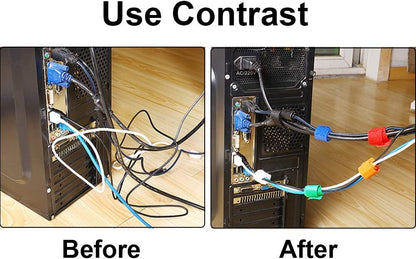 Cable Management Cloth Straps Hook, Self Gripping Cable Ties Loop, Special Design Wire Organizer, Pack of 6