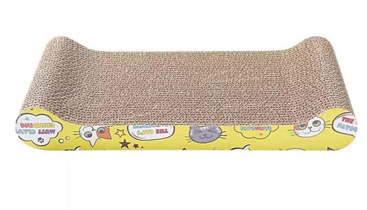 RIZAYS Cat Scratcher Scratch Pad, Kitty Scratching Board Post Catnip Bed, Scratching Corrugated Cardboard (Bone Shape)