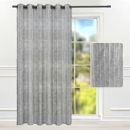 Intex CURTAINS HOUSE Natural Semi Sheer Linen Curtains for Living Room – Light Filtering Drapes with Steel Grommets and Random White Stripes, One Panel - Off-White - 200W x 230L CM