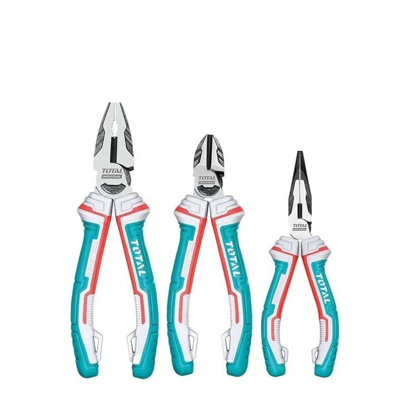 T 0TAL (THT2K0301S)- 3 pc Heavy Duty Pliers Set High Leverage Plier set, 8" Combination Pliers/7" Diagonal Cutting Pliers/6"Long Nose Pliers
