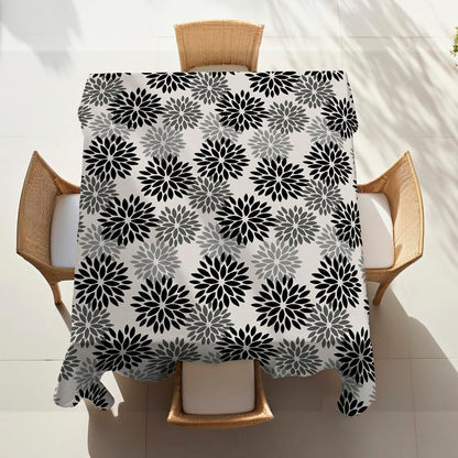 INTEX HOME Linen Velvet Floral Tablecloth, Textured Fabric for Elegant Dining, Special Occasions and Home Decor, Ultra-Soft, Wrinkle-Resistant, Spill-Proof, 130 x 190 cm, Black and Grey