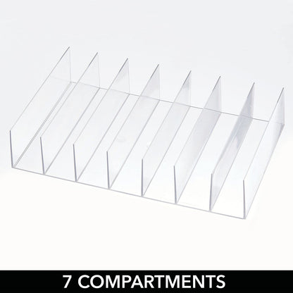 Clear Acrylic Divided Clutch Organizer, Closet Shelf Storage for Purses, Wallets, and Accessories, 7 Sections, 2-Pack