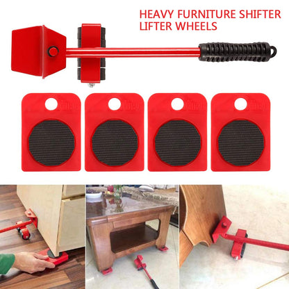ATopoler Furniture Shifter Lifter Wheels Moving Kit Slider Mover Heavy Furniture Movers Tool Set Rollers Wheels Lifter Transport Set Red