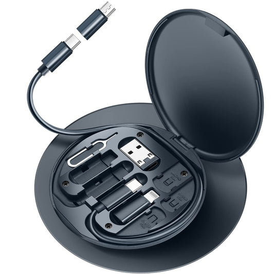 HESIMING USB C Adapter Kit,Multi Charging Cable Case Convertor USB C to Type C/iOS Device/Micro Adapter Travel Data Cable Set Contains Card Storage?Phone Holder, Tray Eject Pin (Blue)