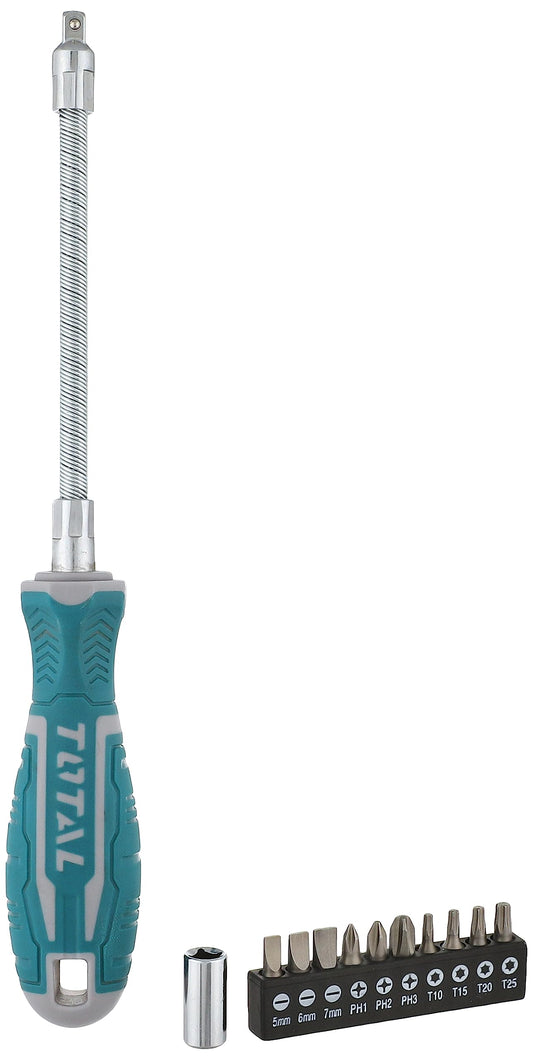 TOTAL Flexible Shaft Screwdriver Set , Total Blue, 12 Pcs, THT250FL1206