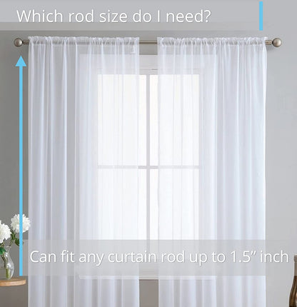 Elegant Voile Chiffon Curtains - Rod Pocket Design - Luxury Soft Fabric 1 Panel