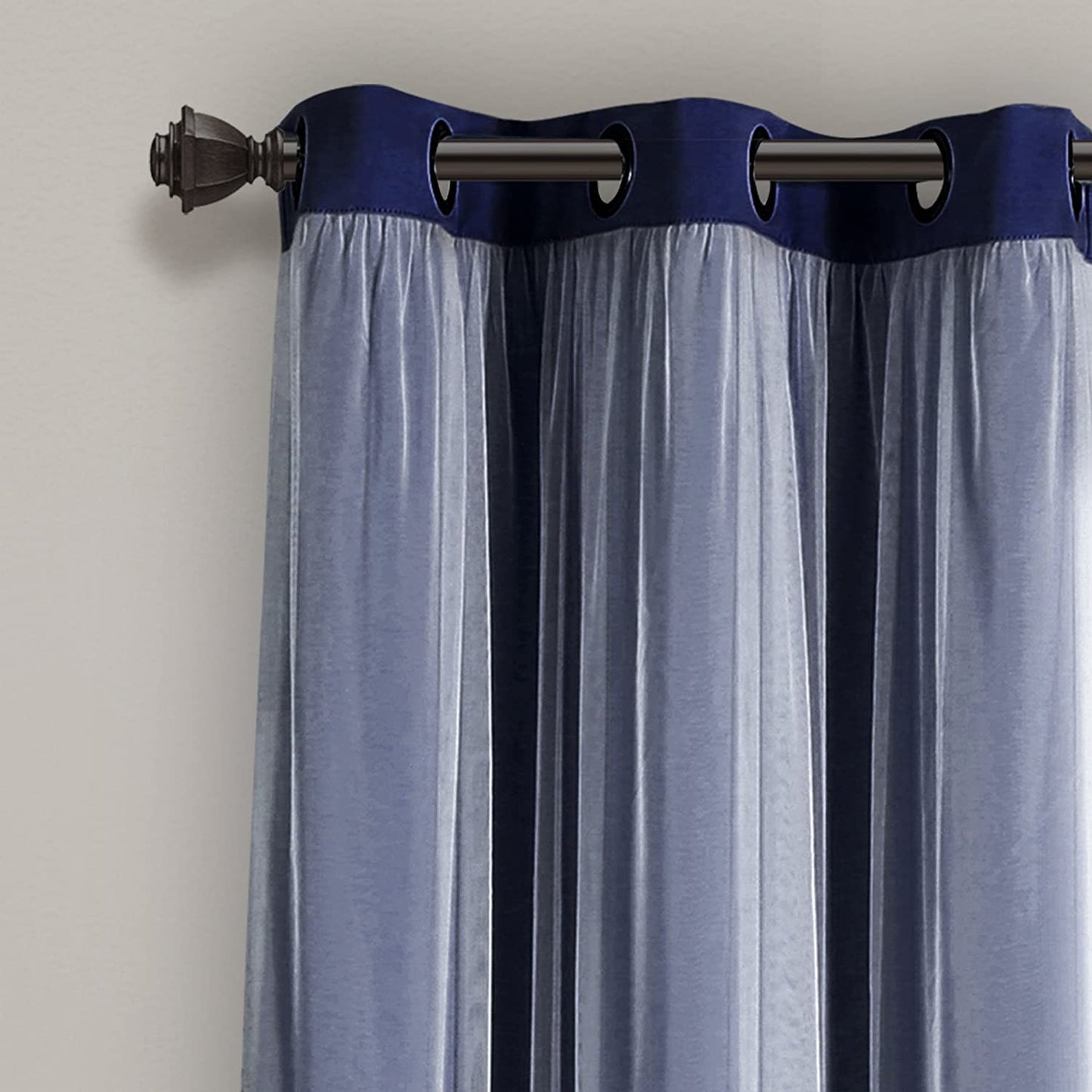 INtex CURTAINS HOUSE Sheer Voile Curtain Panel with Blackout Lining and Steel Grommets Light Filtering Room Darkening 1 Piece for Living Room or Bedroom (150W x 265L CM, Navy)