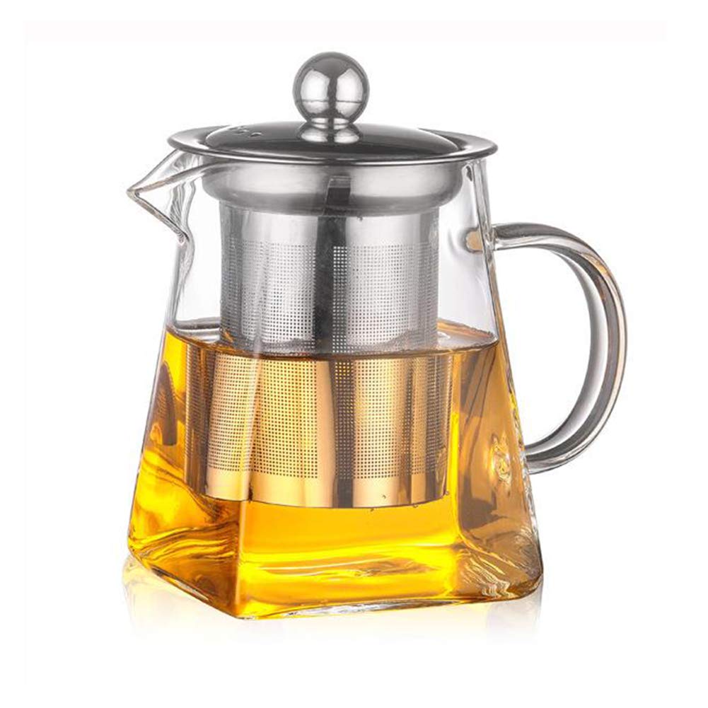 ANSUG Square Glass Teapots, 350 ml Clear Heat Resistant GlassTea Pots - Stainless Steel Tea Infuser and Strainers Safe for Microwavable and Stovetop