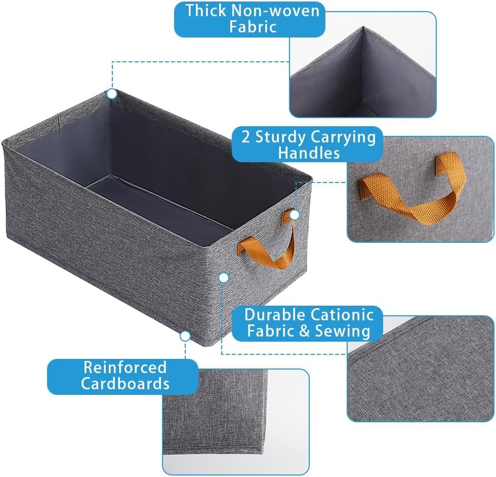 Fabric Multifunctional Large Foldable Linen Closet Organizers With Sturdy Handles Especially Made For Wardrobe Organization Set Of 3 Pieces - Grey