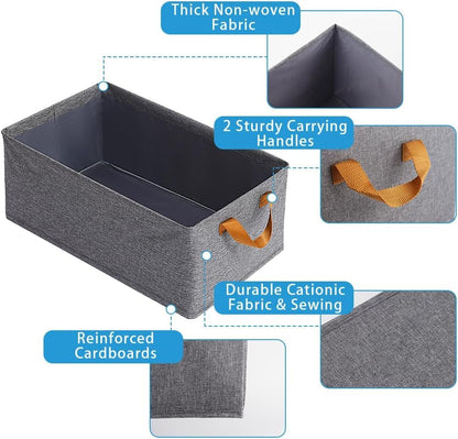 Fabric Multifunctional Large Foldable Linen Closet Organizers With Sturdy Handles Especially Made For Wardrobe Organization Set Of 3 Pieces - Grey
