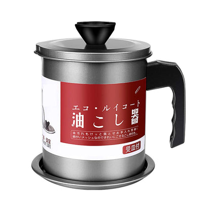 YAHUA LI Oil Strainer Pot Grease Can, 1.4 L/1.7L Stainless Steel Container w/Fine Mesh Dust-proof lid Non-slip Plate Base Suitable Easy Grip Handle, for Storing Frying Cooking