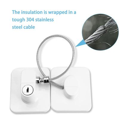 Esteopt 2 Pcs Refrigerator Door Locks, Fridge Lock with 4 Keys Stainless Steel Zinc Alloy Strong Adhesive Lock Protect Baby Safety Used on Refrigerators Freezers Cabinets Dryers Washers(White)