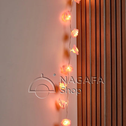 فرع ورد بينك ديكور مضيء(عدد20 لمبه LED) بفيشة – طول 2 متر – إضاءة ورم دافئة